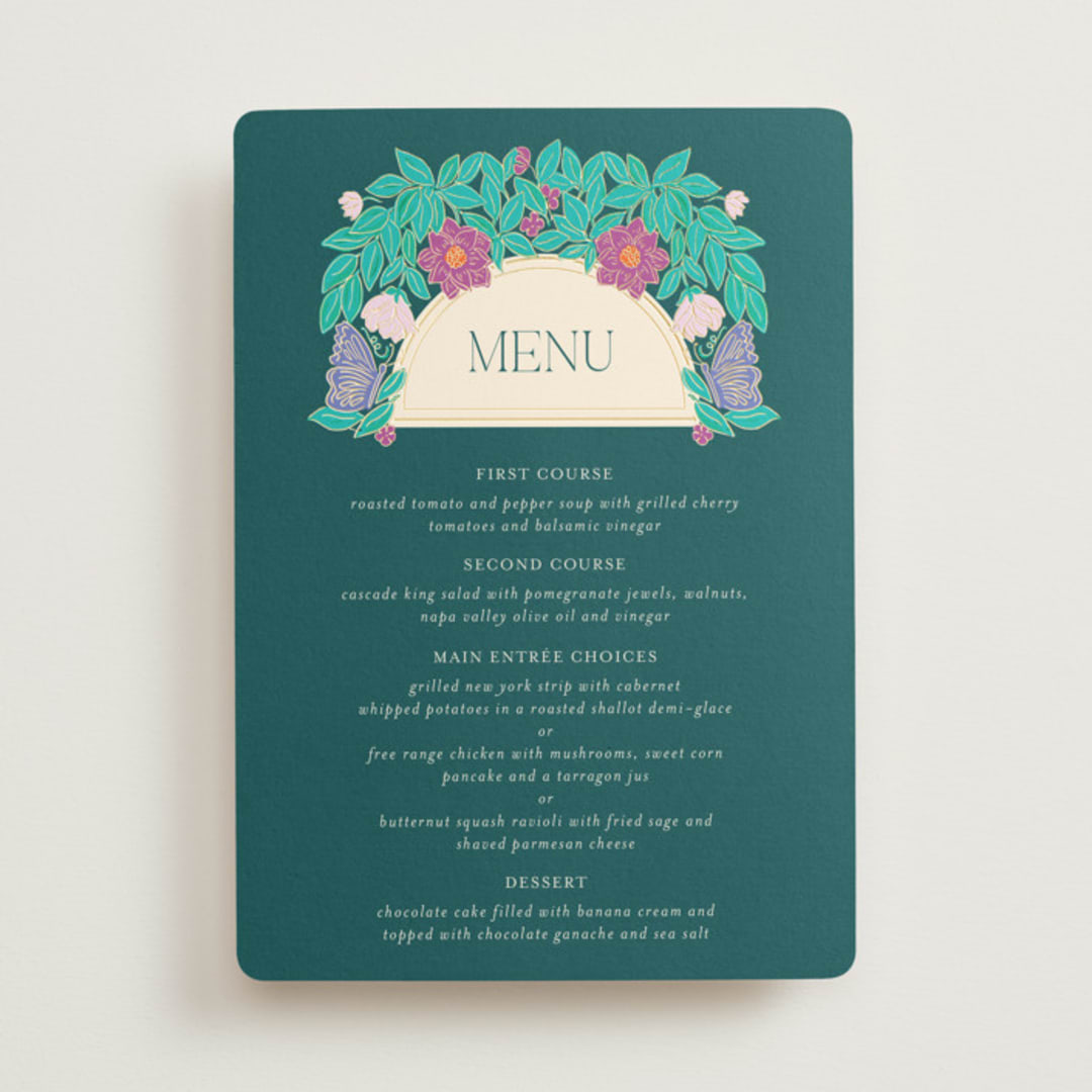 "Tropical garden" - Foil-Pressed Menus in Jungle by Simona Camp - Front