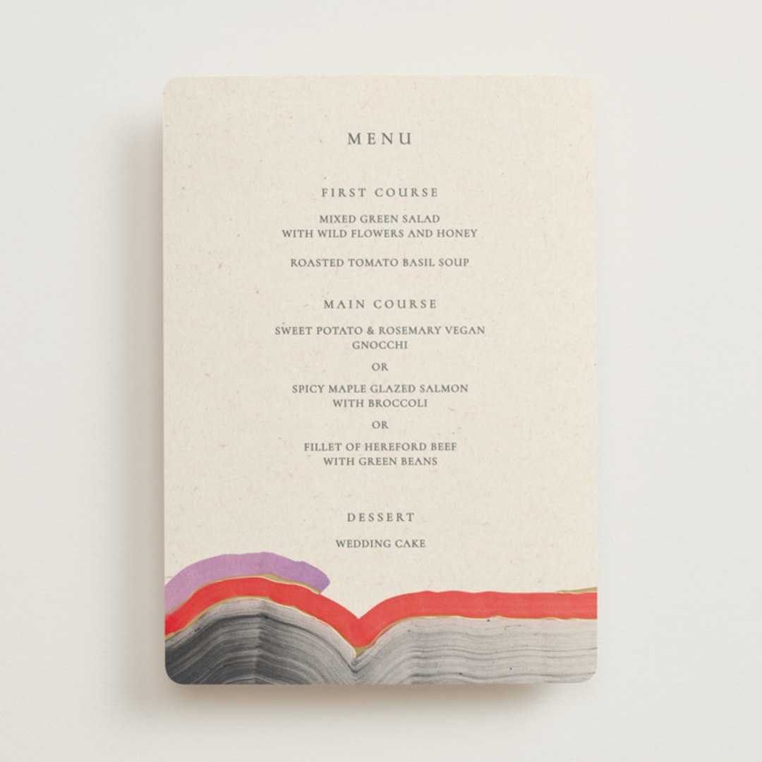 "Agate" - Foil-Pressed Menus in Gem by Sumak Studio - Front