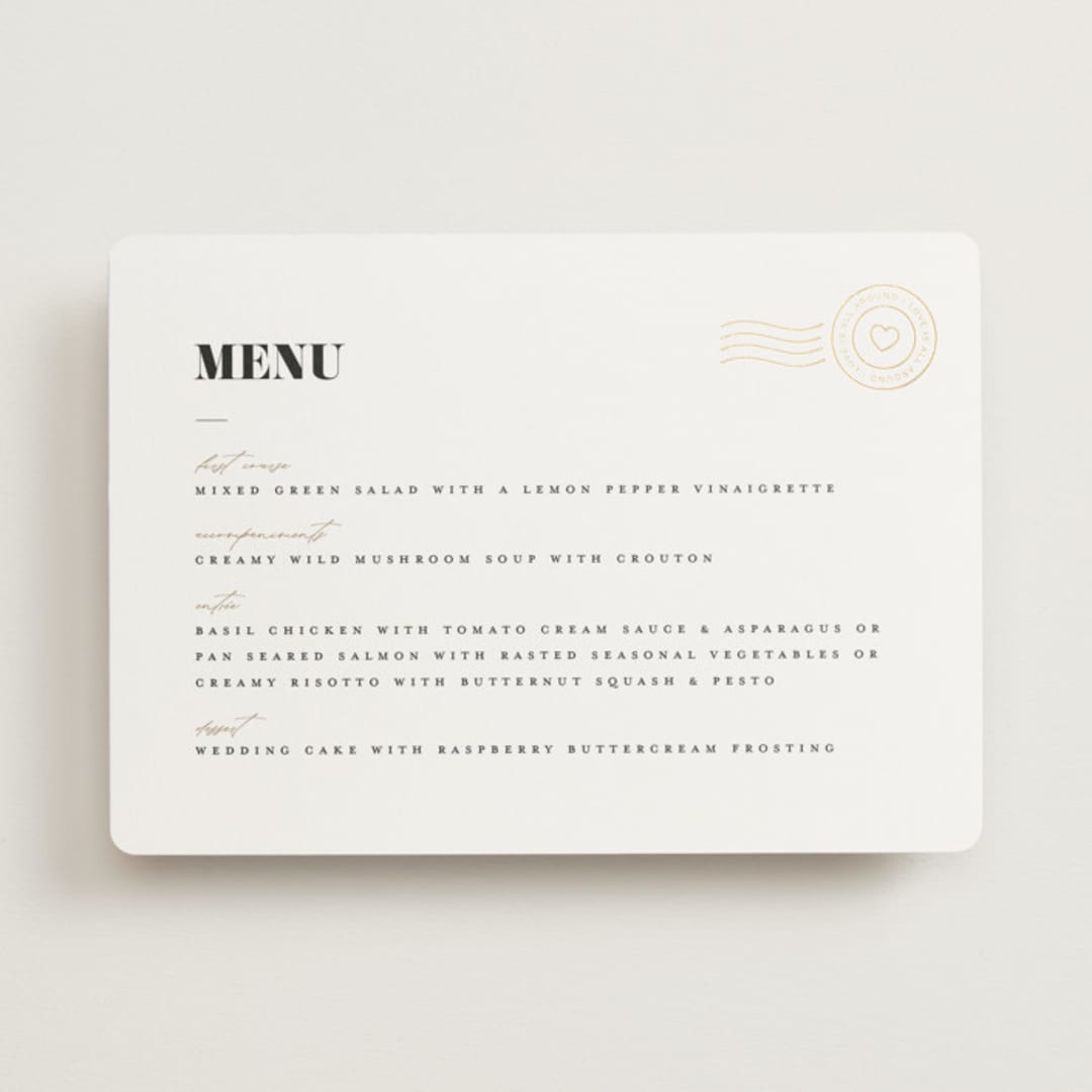 "Golden Stamp" - Foil-Pressed Menus in Snow by FRANI - Front