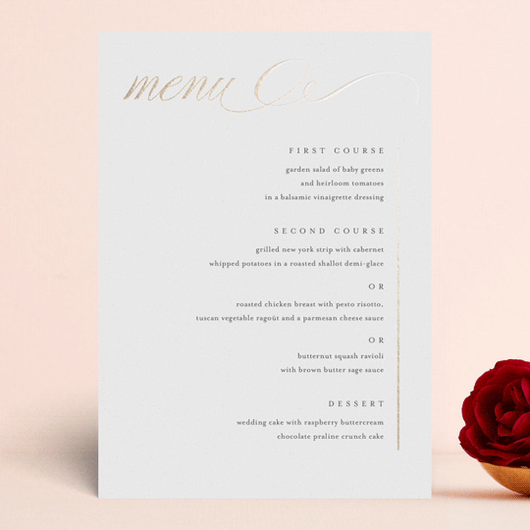 "Fantasia" - Foil-Pressed Menus in Sugar by Jessica Williams - Front