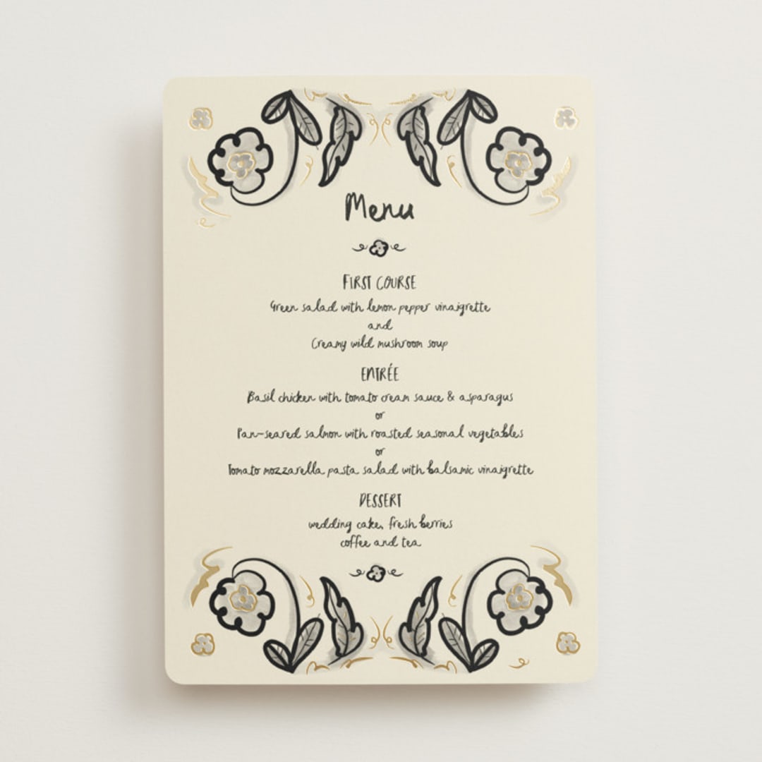 "Santa Catalina" - Foil-Pressed Menus in Ink Wash by Ani Somi - Front