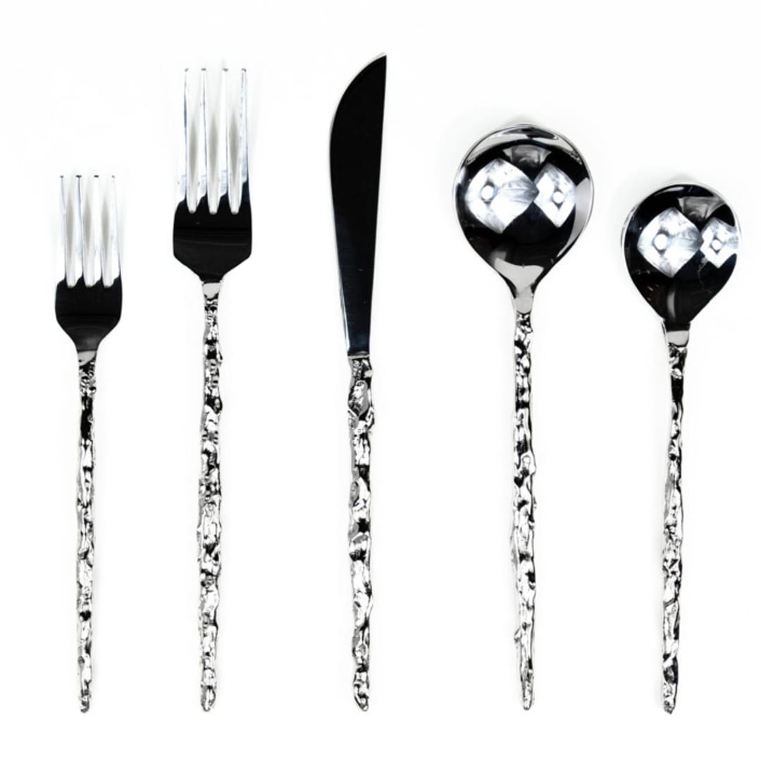 "Sand Drip Flatware Set- Stainless Steel" - Flatware Sets in silver by Shelton Metal