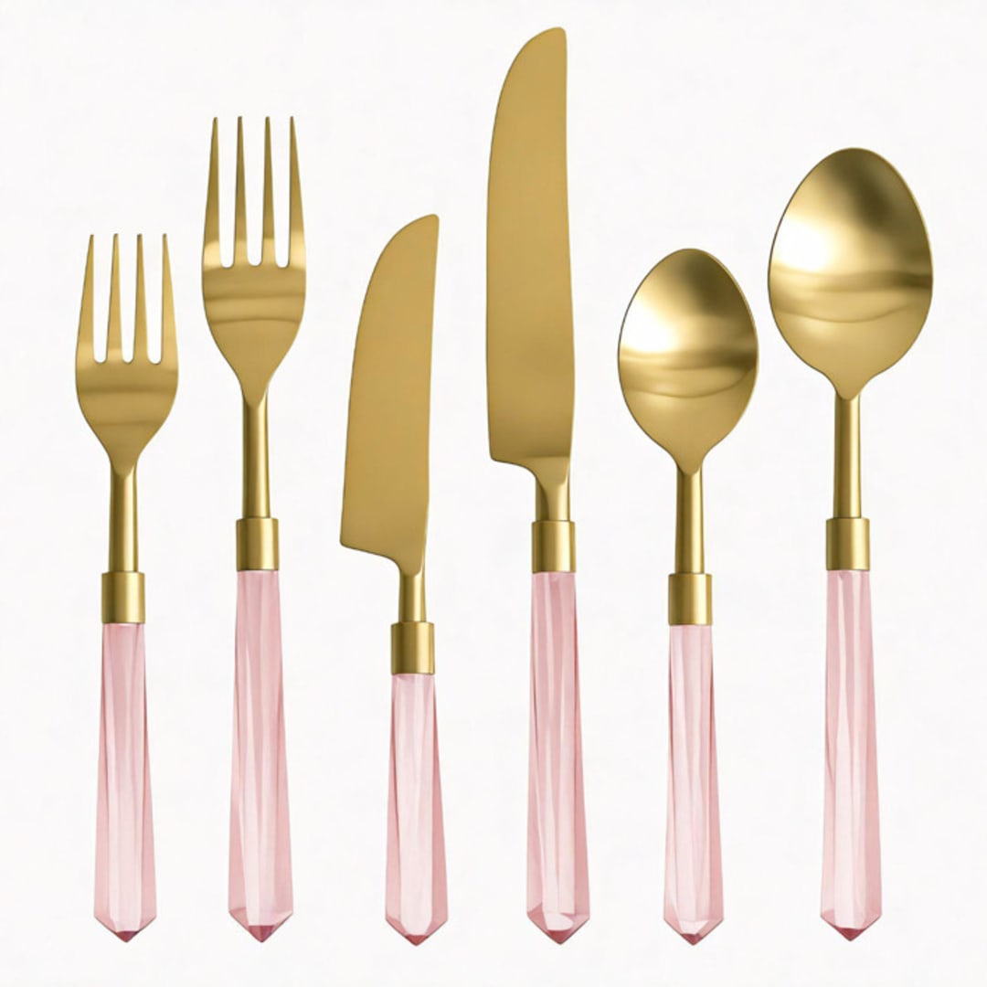 "PRISM FLATWARE // 6 PIECE SET IN ROSEWATER + GOLD" - Flatware Sets in pink by borrowed BLU