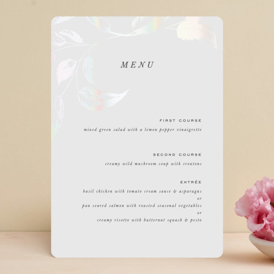 "Halcyon" - Gloss-Press® Menus in Snow by Leah Bisch - Front