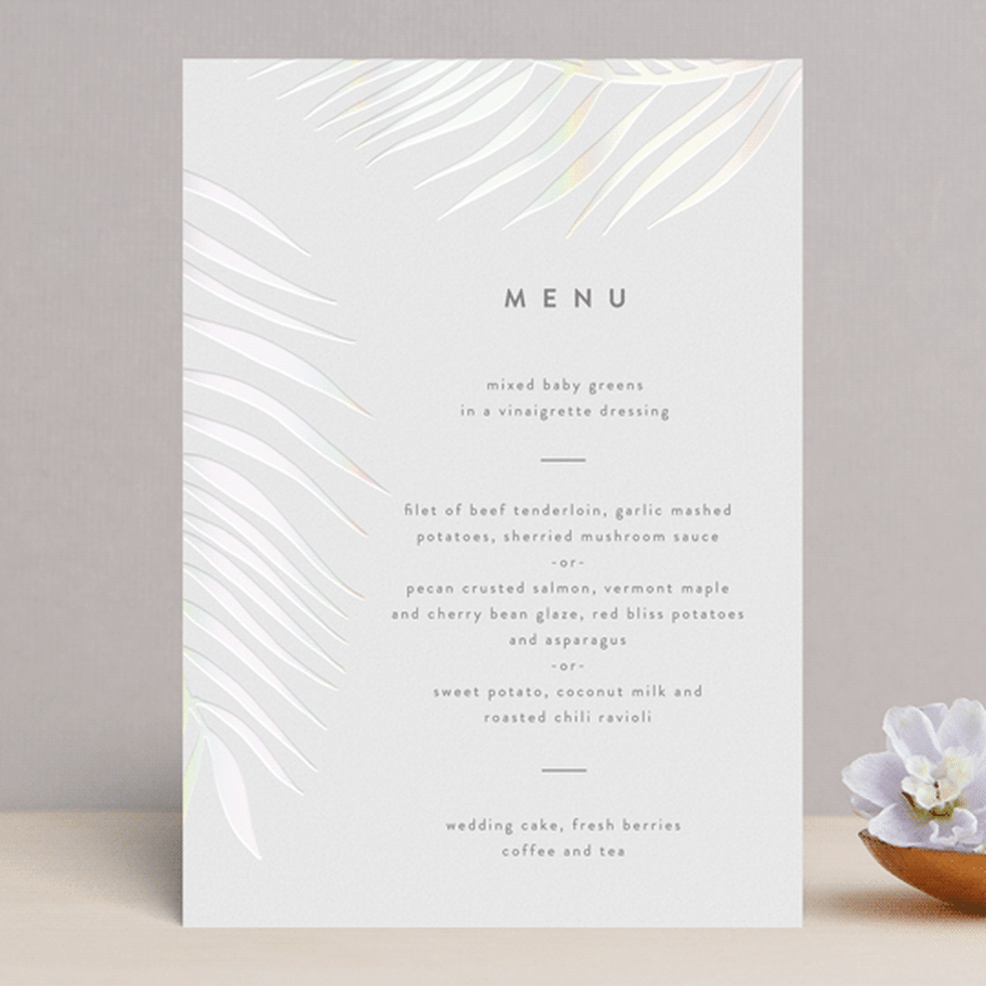 "Palm Vibes" - Gloss-Press® Menus in Porcelain by Pixel and Hank - Front