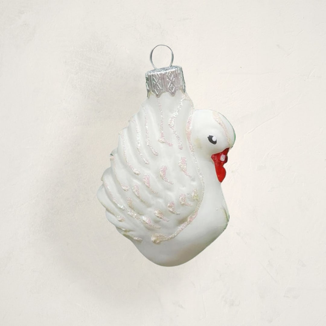 "White Swan Glass Ornament by Glass By Iness" - Ornaments in Cream by Minted - Front