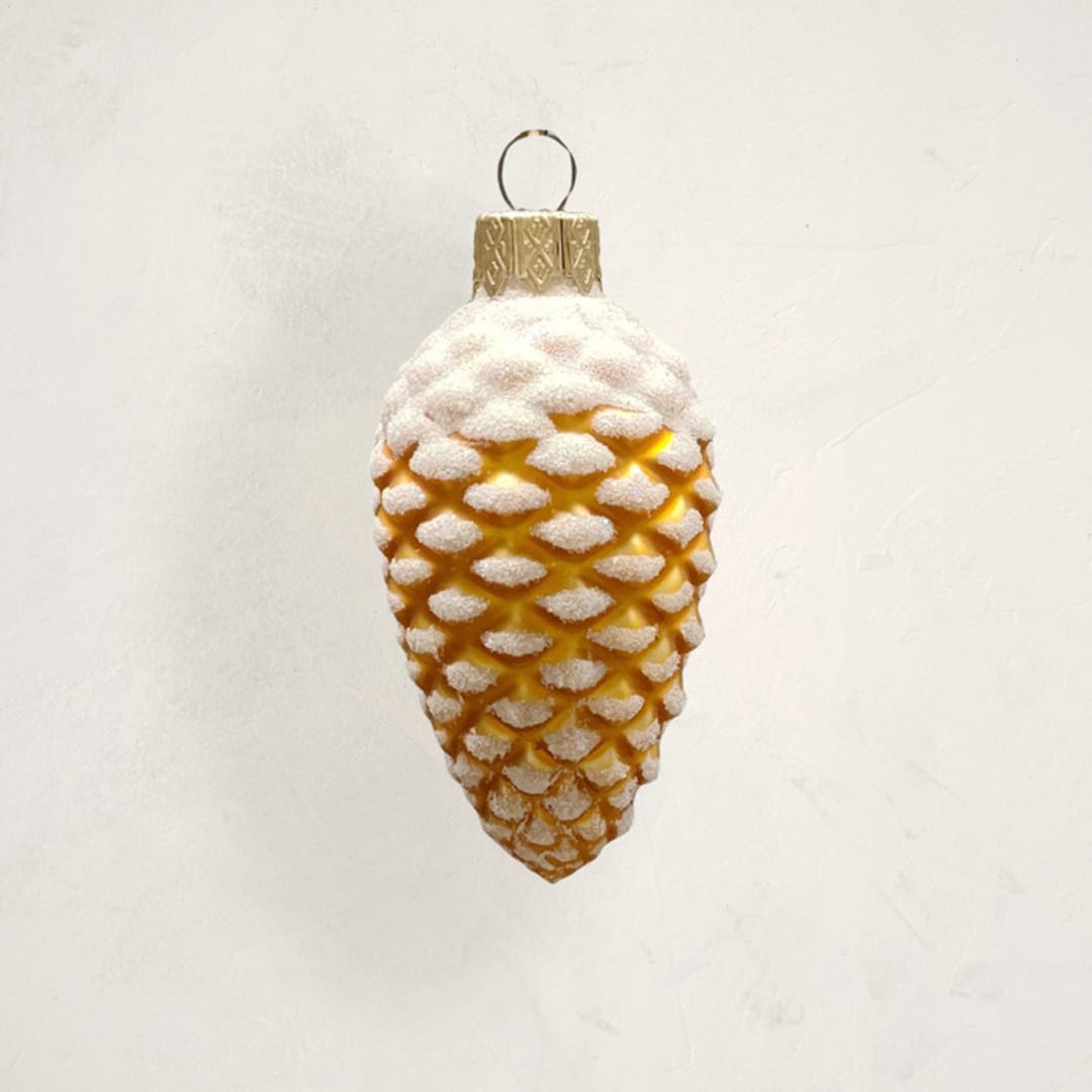 "Gold Pinecone Glass Ornament by Glass By Iness" - Ornaments in Frosted by Minted - Front