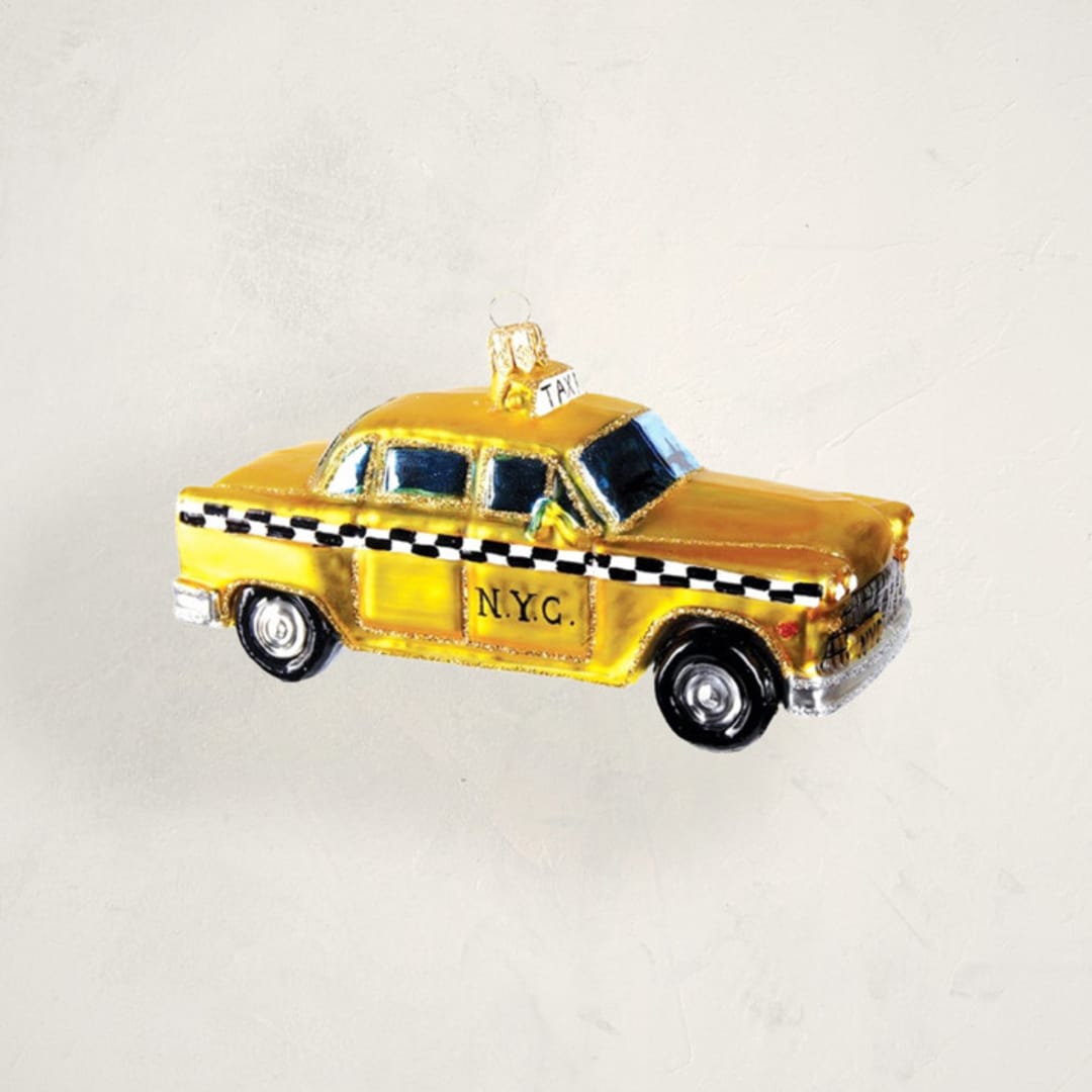 "Taxi Cab Glass Ornament by Whitehurst" - Ornaments in Taxi Cab by Minted - Front