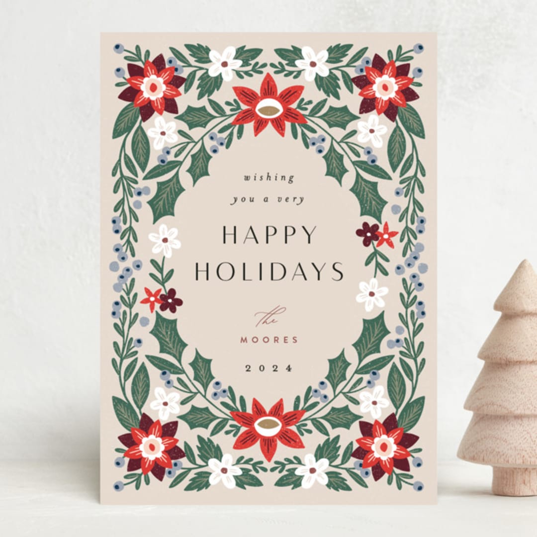 "Applique Floral" - Minted x The Met Holiday Cards in Buttercream by Alethea and Ruth - Front