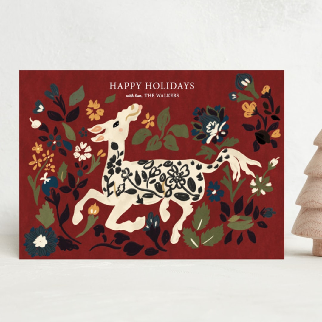 "Silk Animal Carpet" - Minted x The Met Holiday Cards in Berry by Angel Walker - Front
