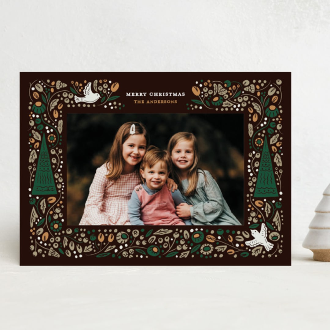 "Peaceful Holiday" - Minted x The Met Holiday Cards in Fir by iamtanya - Front