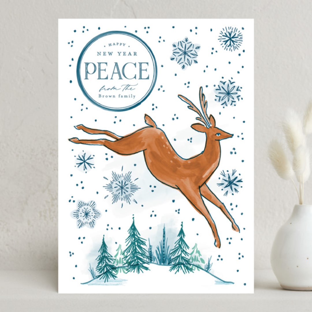 "Lighthearted Deer" - Minted x The Met Holiday Cards in Snow by Everett Paper Goods - Front