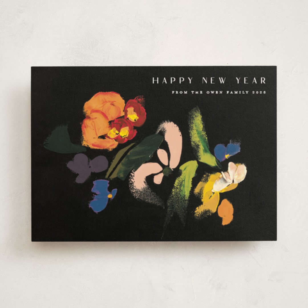 "Abstract Floral" - Minted x The Met Holiday Cards in Noir by Caryn Owen - Front