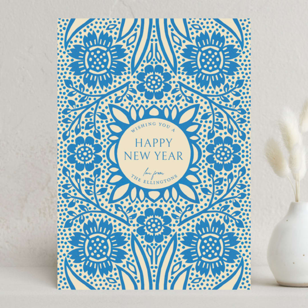 "Marigold" - Minted x The Met Holiday Cards in Sapphire by Alisa Galitsyna - Front