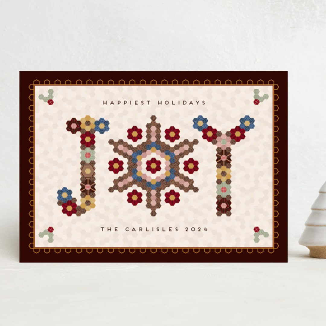 "Joy Quilt" - Minted x The Met Holiday Cards in Walnut by Erica Krystek - Front