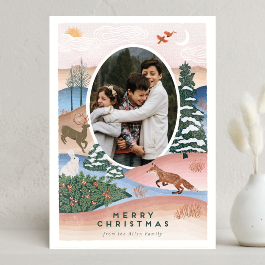 "Winter Countryside" - Minted x The Met Holiday Cards in Pool by Shiny Penny Studio - Front