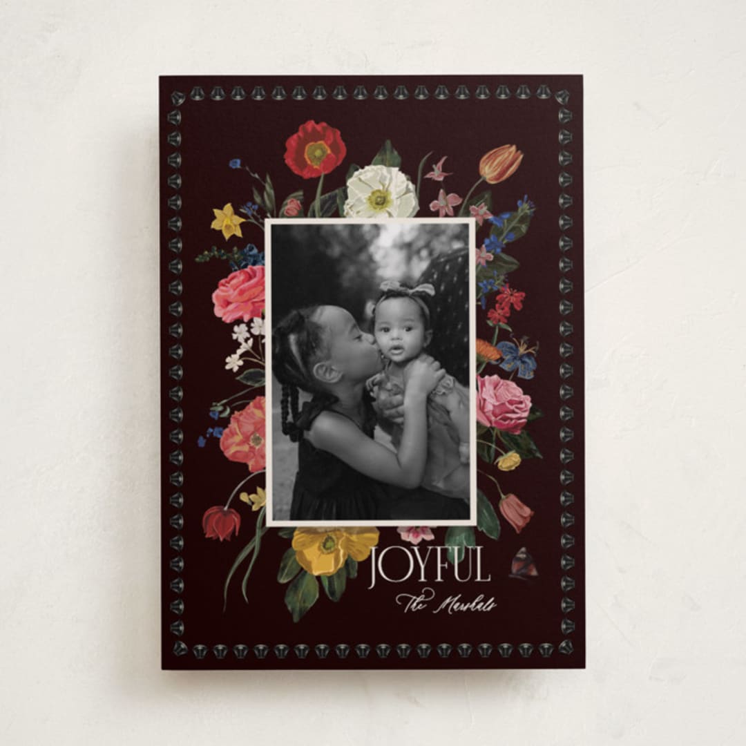 "A Bouquet of Joy" - Minted x The Met Holiday Cards in Midnight by Susan Moyal - Front
