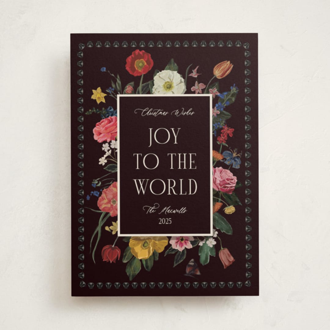 "A Bouquet of Joy" - Minted x The Met Holiday Cards in Midnight by Susan Moyal - Front