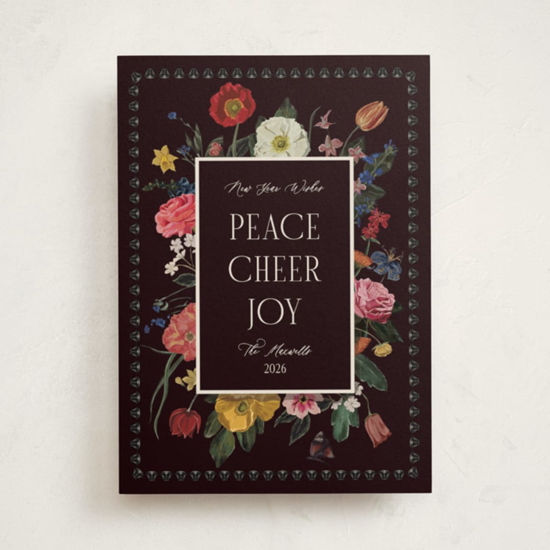 "A Bouquet of Joy" - Minted x The Met Holiday Cards in Midnight by Susan Moyal - Front