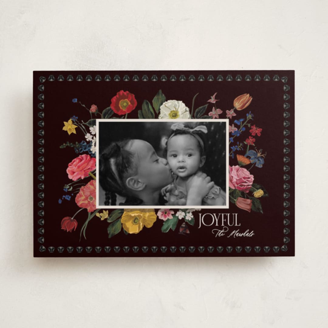 "A Bouquet of Joy" - Minted x The Met Holiday Cards in Midnight by Susan Moyal - Front