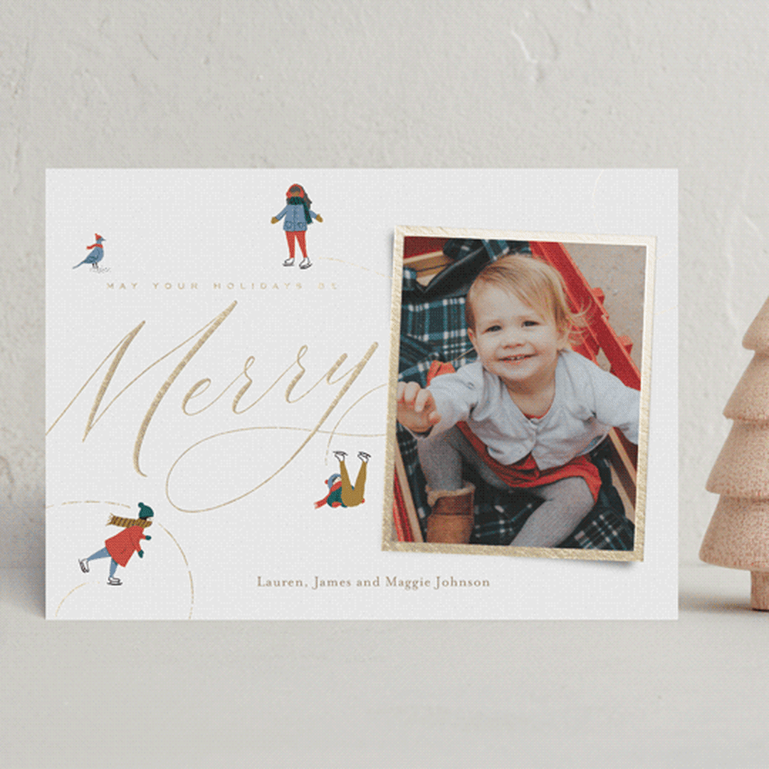 "Winter Pastimes" - Minted x The Met Holiday Cards in Candy Cane by Oscar and Emma - Karly Depew - Front