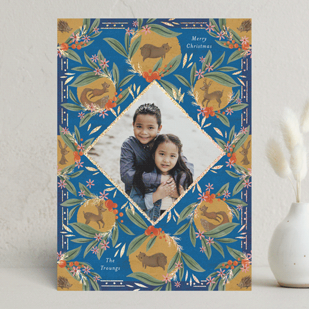 "Belles Heures" - Minted x The Met Holiday Cards in Azure by Jackie Crawford - Front