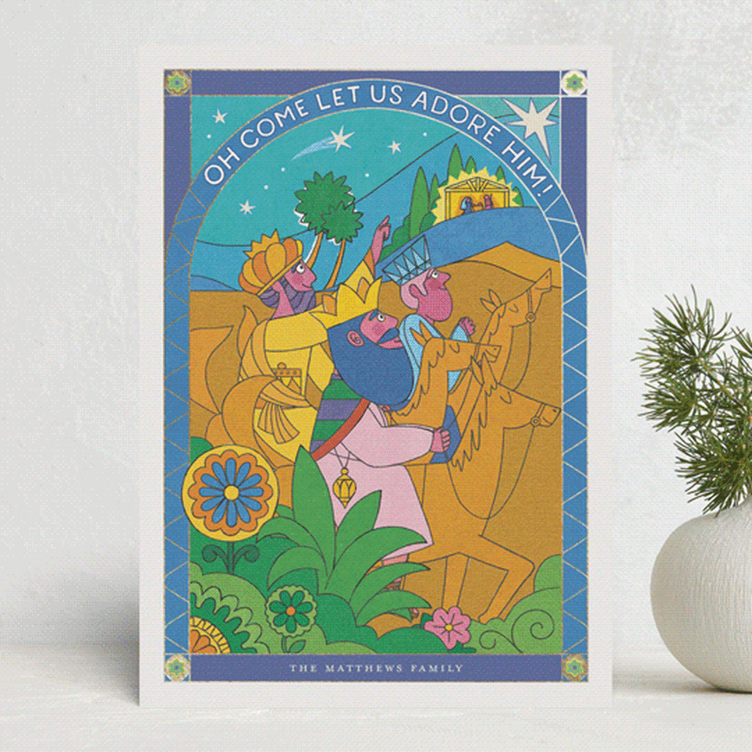 "A Starlit Journey" - Minted x The Met Holiday Cards in Azure by Morgan Ramberg - Front