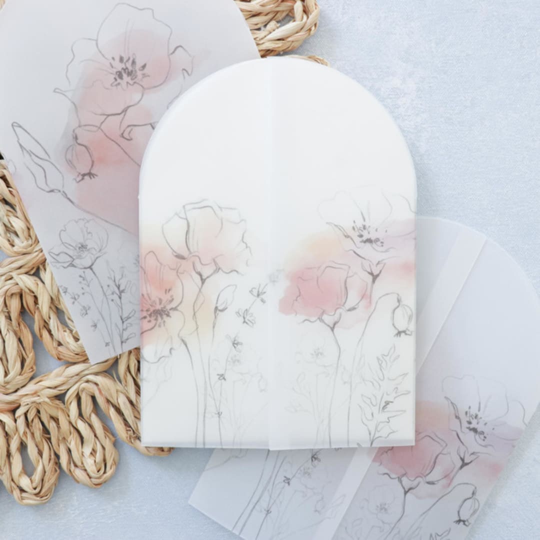 Pastel Floral Stems Arch Vellum Jackets | Size 5x7 | Set of 25