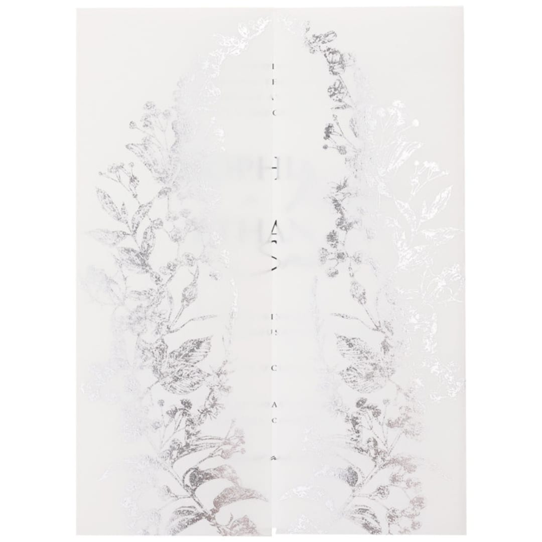 "Flowers Real Silver Foil Stamping on Vellum Jackets, Set of 10" - Invitation Jackets and Overlays in silver by Self Stationery