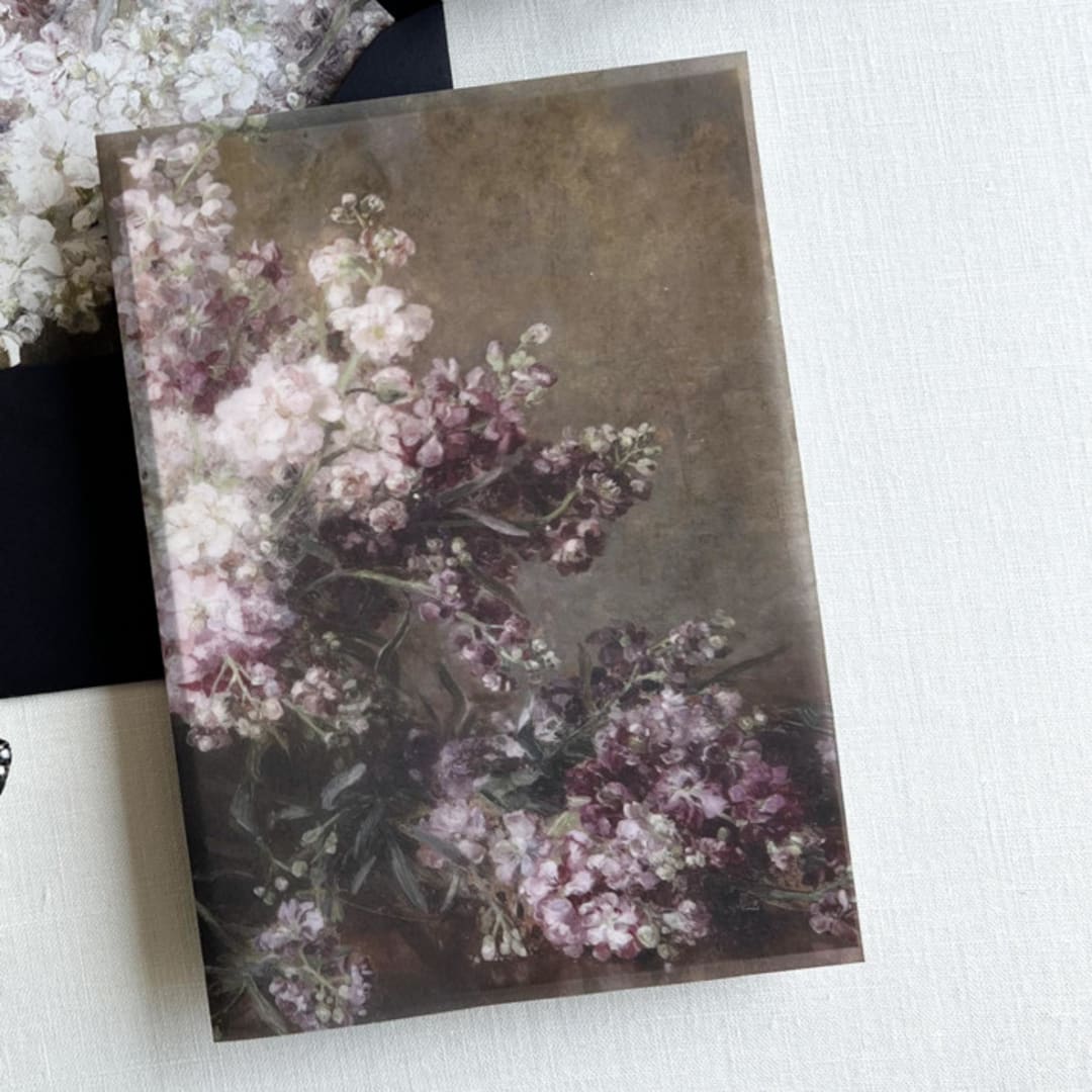 "Vintage Floral Fine Art Wedding Vellum Wrap | Set of 10" - Invitation Jackets and Overlays in multicolorassorted-colors by Eva Friesen