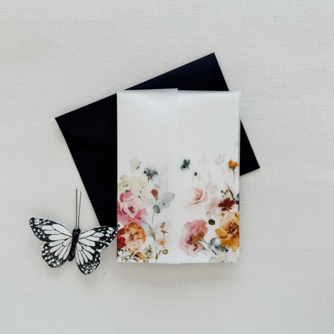"Spring Floral Vellum Jacket for Wedding Invitations (10 Pack)" - Invitation Jackets and Overlays in pink by Eva Friesen