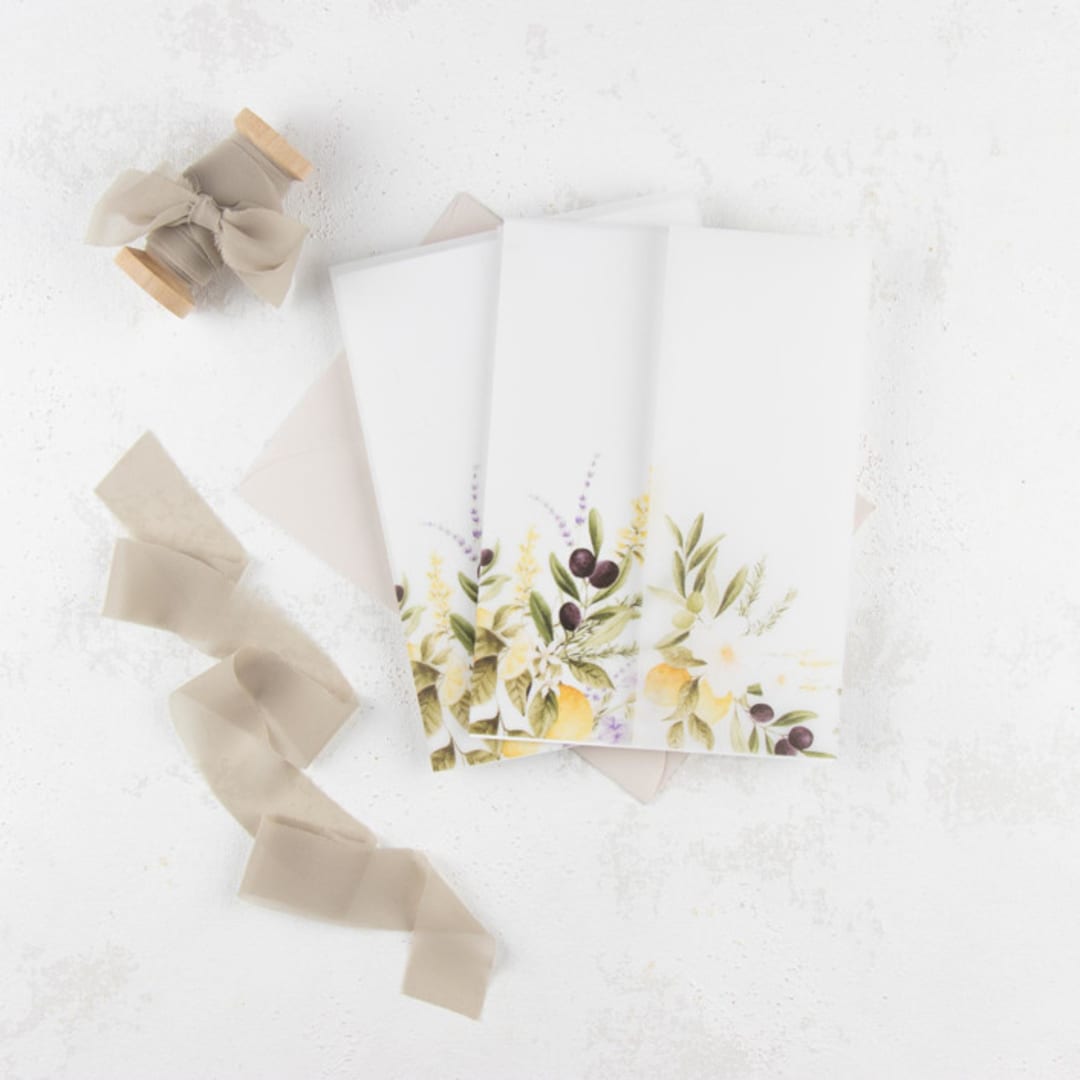 Lemon Mediterranean Vellum Jackets | Size 5x7 | Set of 25