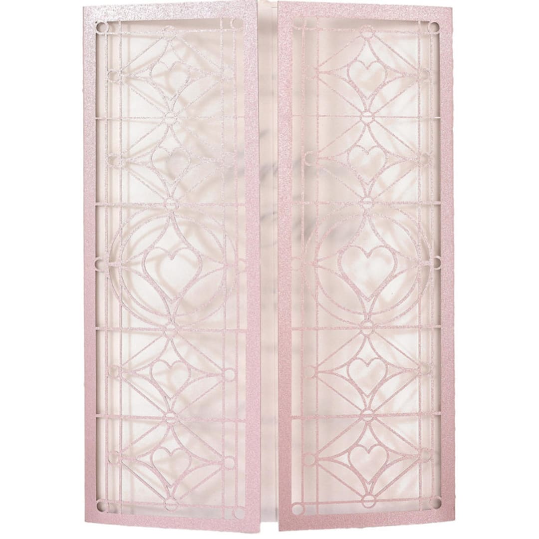 "Gatefold Laser Cut Invitation Covers with Vellum for 5x7 Card | Set of 10 | Envelopes Included" - Invitation Jackets and Overlays in pink by Self Stationery