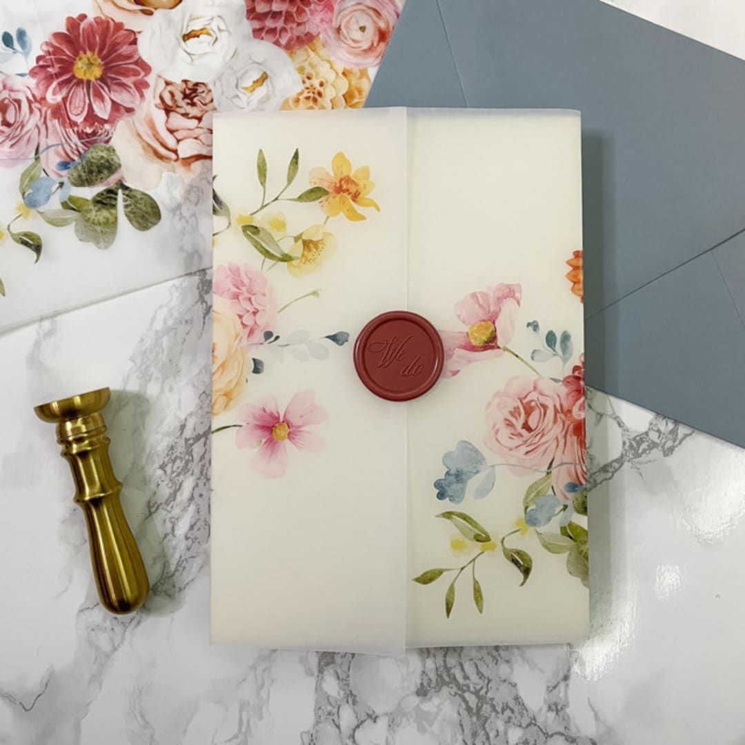 "Deep and Moody Spring Floral Vellum Wraps (10 pack)" - Invitation Jackets and Overlays in clear by Carley Zuercher