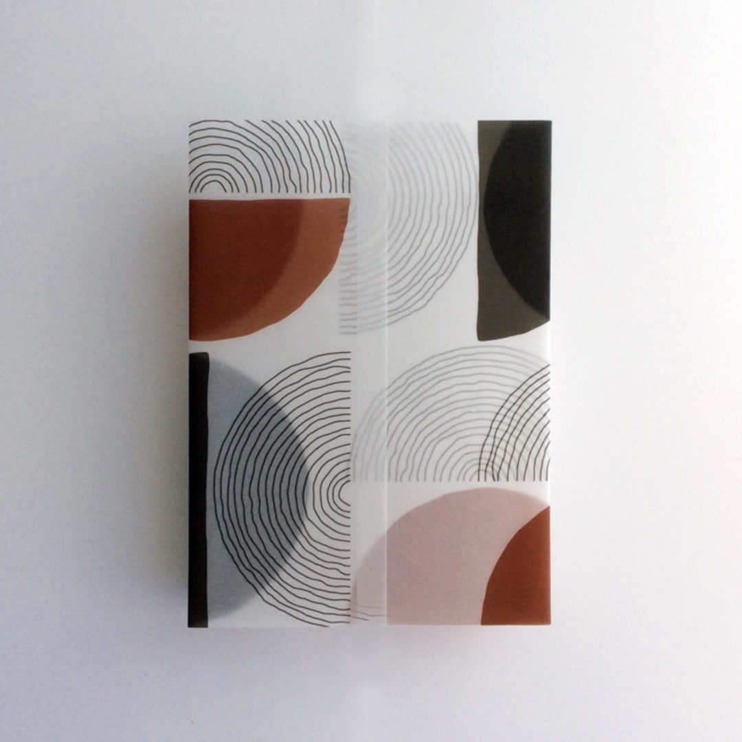 "Rust and black Abstract minimalist Tree ring pattern printed vellum wrap for 5x7 card | pack of 10" - Invitation Jackets and Overlays in multicolor by Ivory Invitations