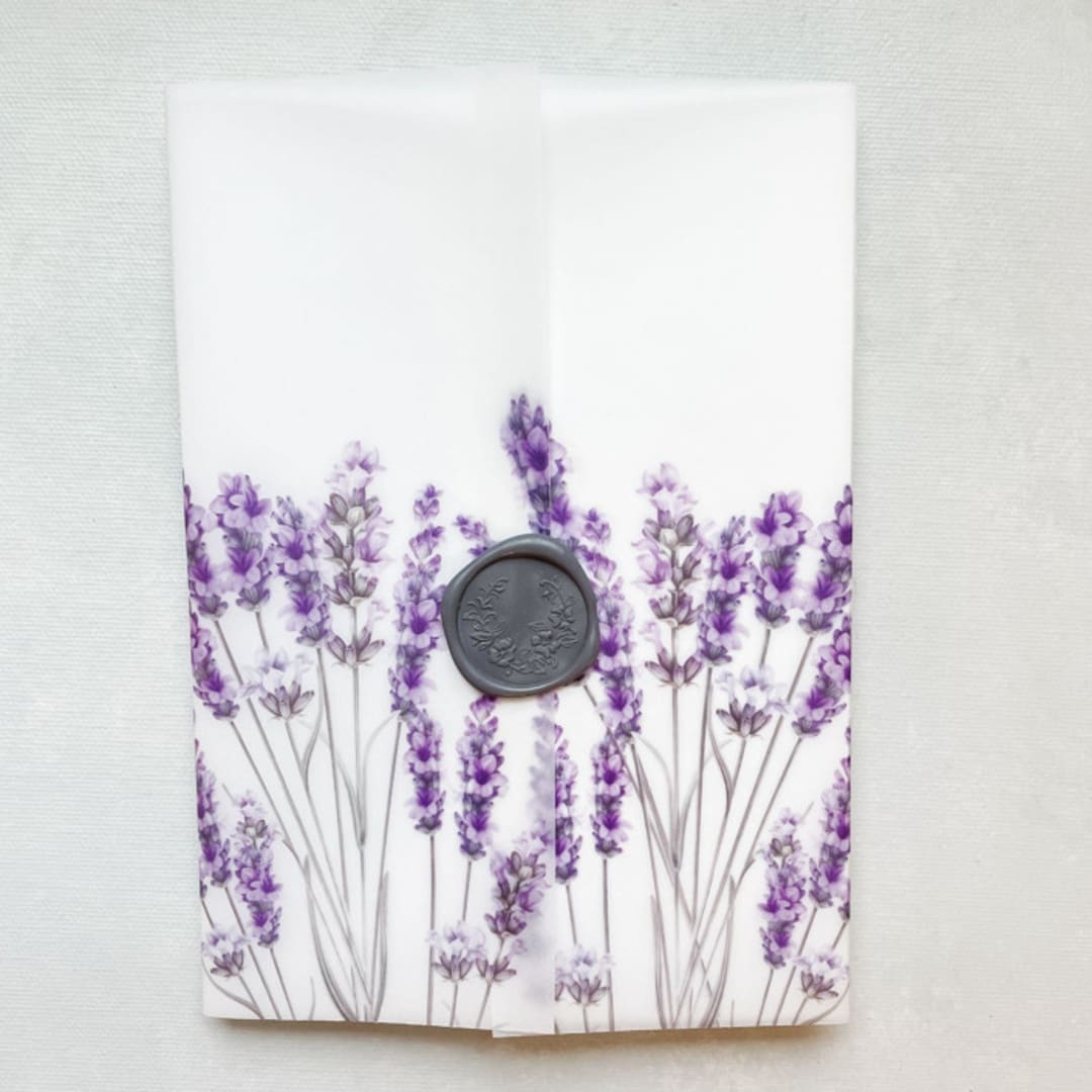 "Lush Lavender | Set of 10 Floral Vellum Jackets" - Invitation Jackets and Overlays in clear by Nikki Turner