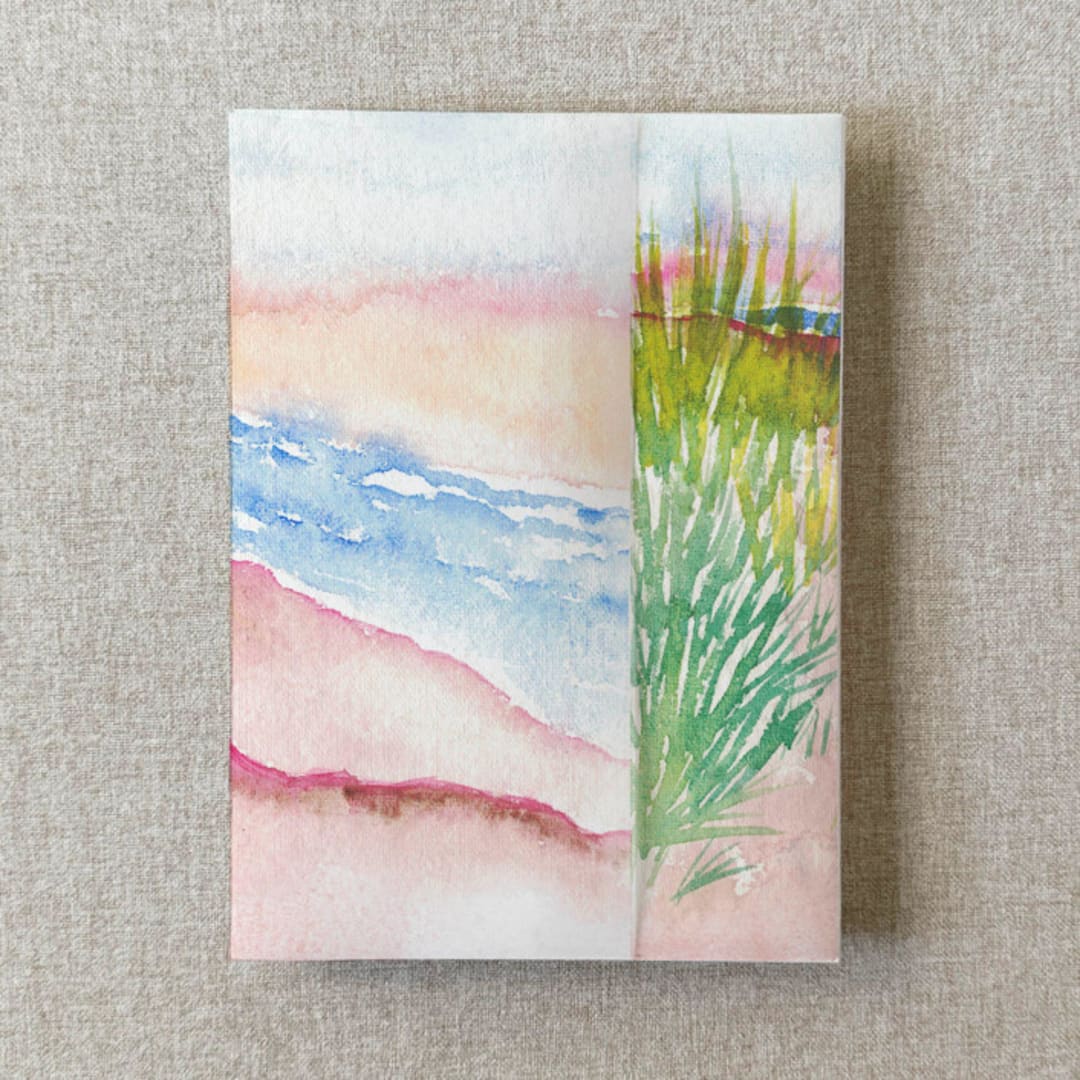 "Watercolor Beach Vellum Jacket for Wedding Invitations | A7 | Set of 10" - Invitation Jackets and Overlays in multicolorassorted-colors by Cotton and Bow