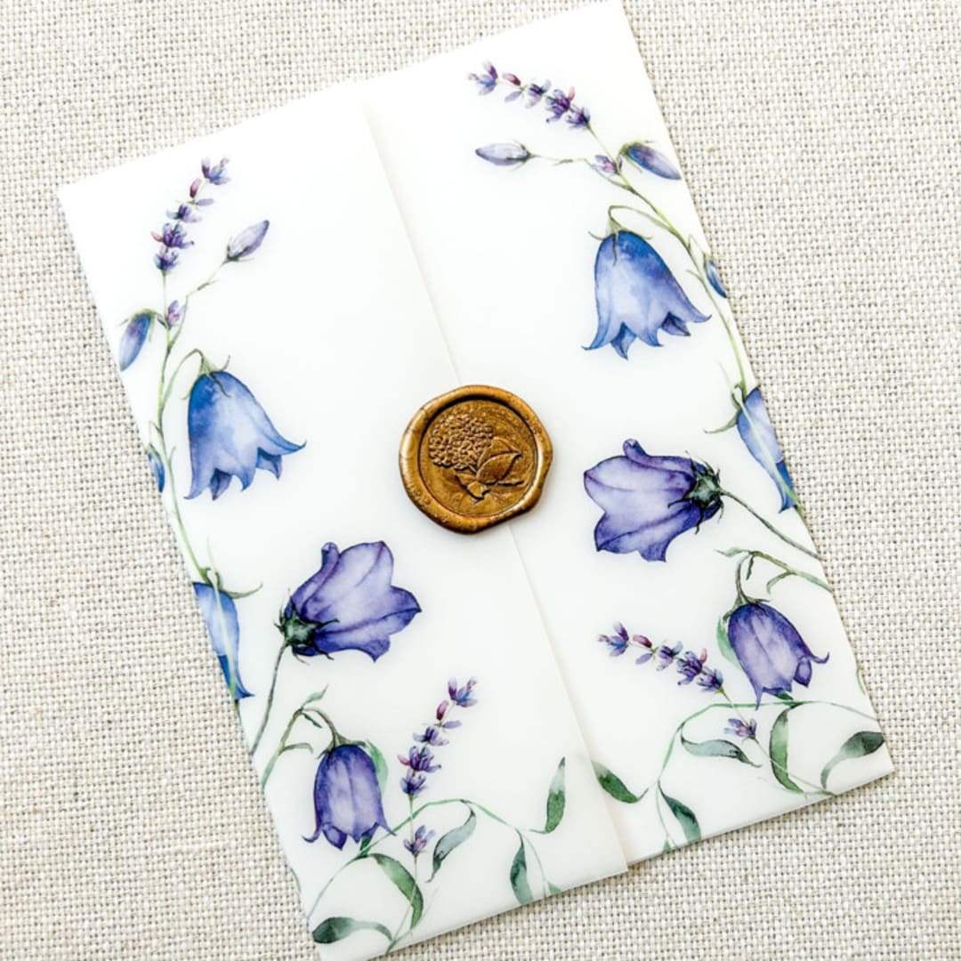 "Purple Wildflowers Vellum Jackets | Set of 10" - Invitation Jackets and Overlays in purple by Megan Tendler