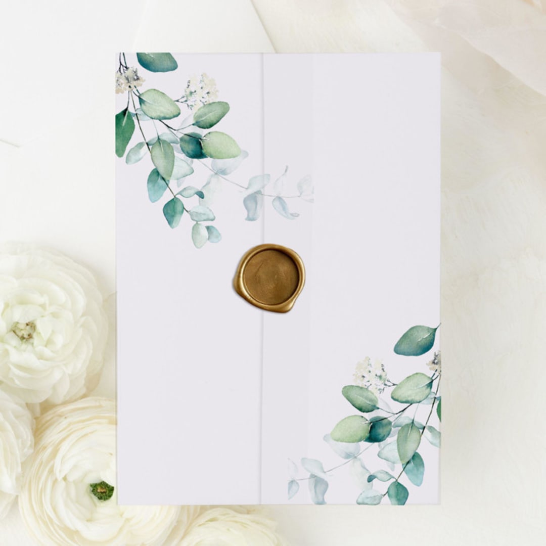 "Eucalyptus Green | Set of 10 Floral Vellum Jackets" - Invitation Jackets and Overlays in green by Nikki Turner