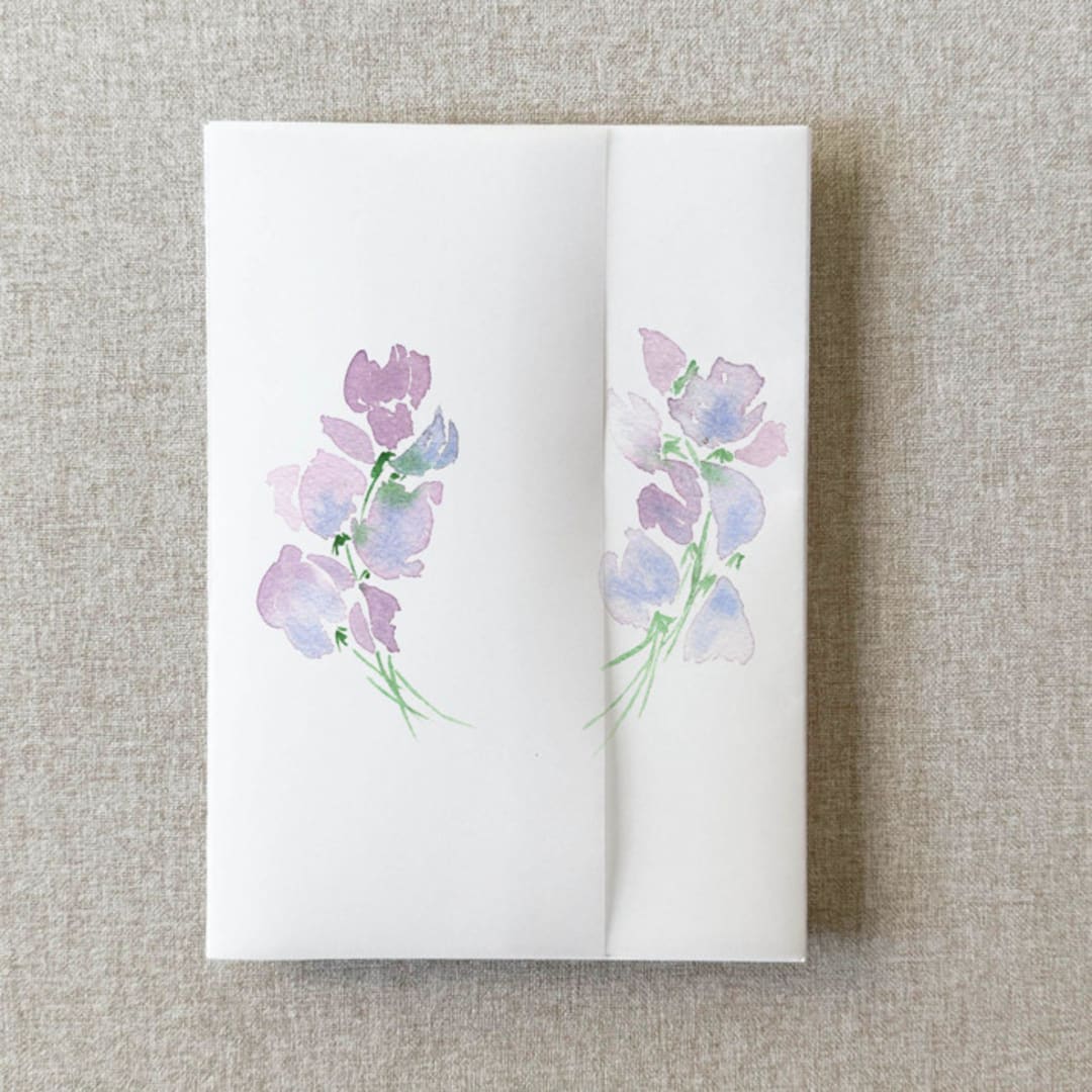 "Purple Floral Vellum Jacket for Wedding Invitations | For Petite 4.25x6" Invitations | Set of 10" - Invitation Jackets and Overlays in purple by Cotton and Bow