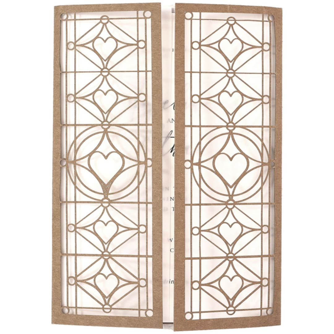 "Eco Laser Cut Invitation Covers with Vellum for 5x7 Card | Set of 10 | Envelopes Included" - Invitation Jackets and Overlays in gray by Self Stationery