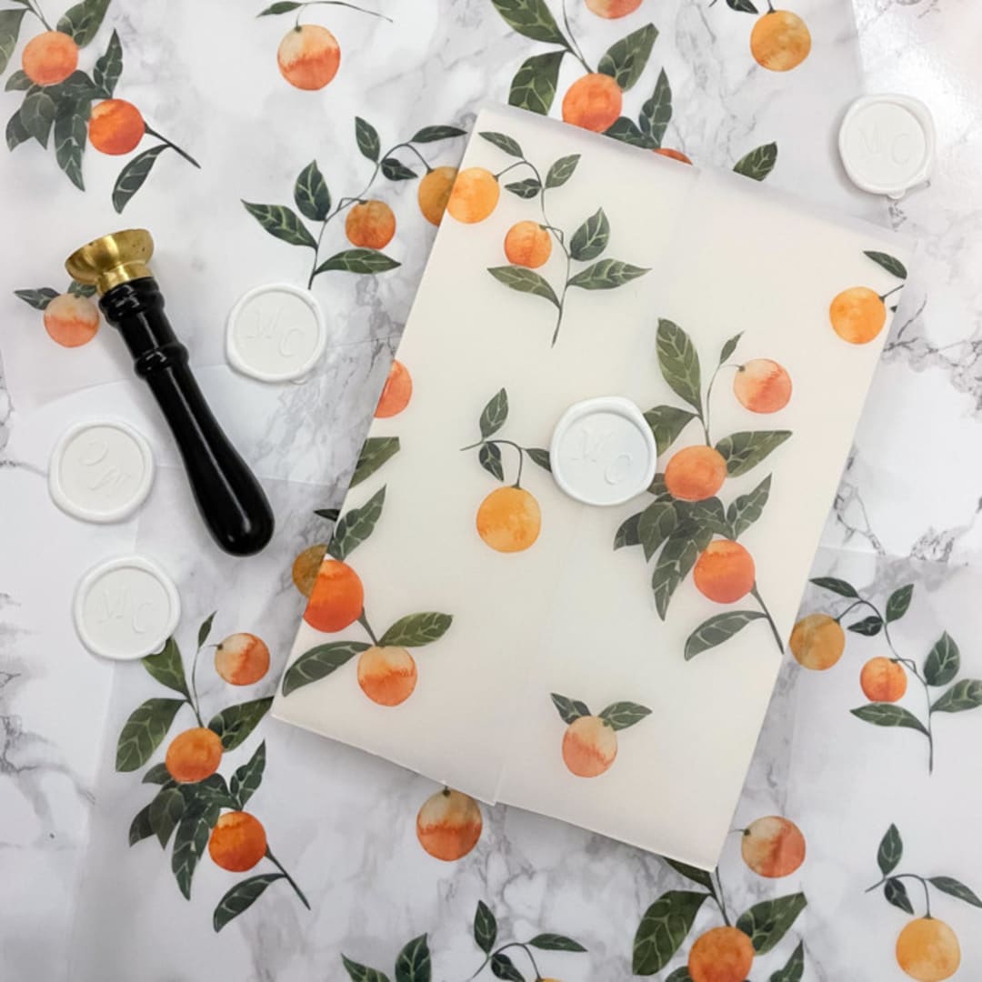 "Orange Vellum Wrap (10 Pack)" - Invitation Jackets and Overlays in orange by Carley Zuercher