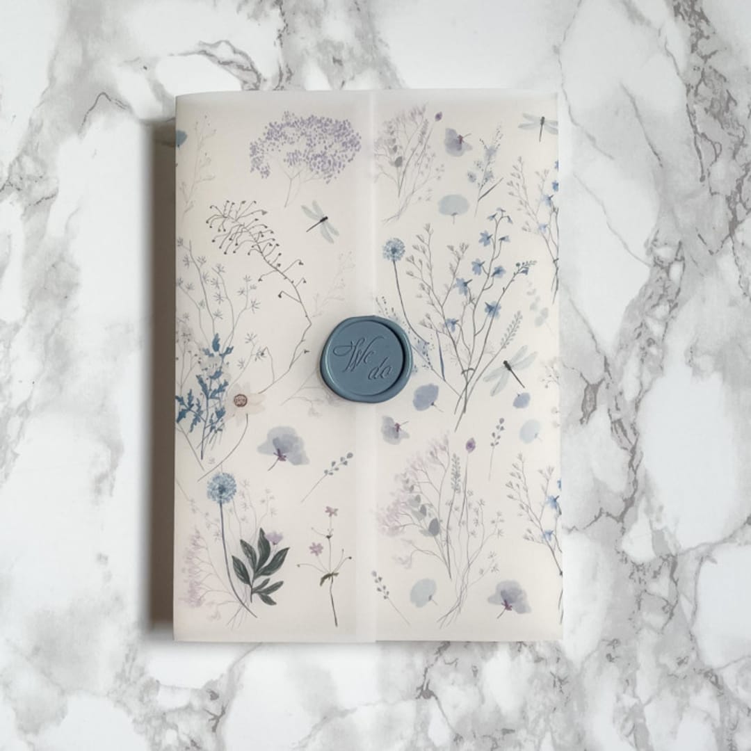 "Blue Wildflower Vellum Jacket for Wedding Invitations (10 Pack)" - Invitation Jackets and Overlays in clear by Carley Zuercher