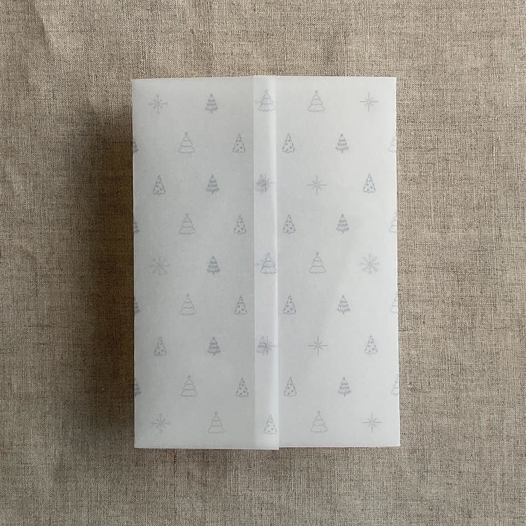 "Steel blue snow flake and forest vellum wrap for 5x7 card | pack of 10" - Invitation Jackets and Overlays in blue by Ivory Invitations