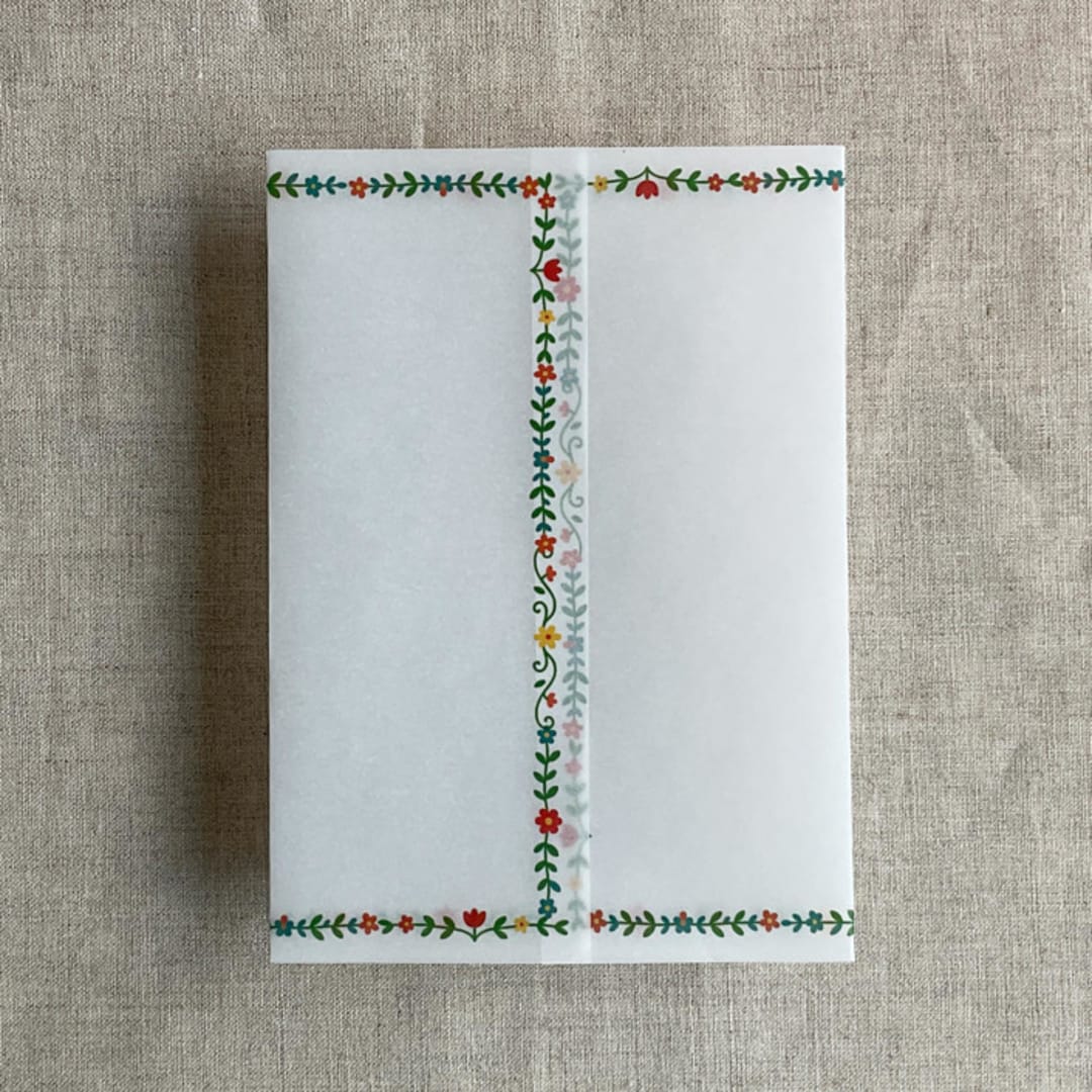 "Still bloom floral printed vellum wrap for 5x7 card | pack of 10" - Invitation Jackets and Overlays in multicolorassorted-colors by Ivory Invitations