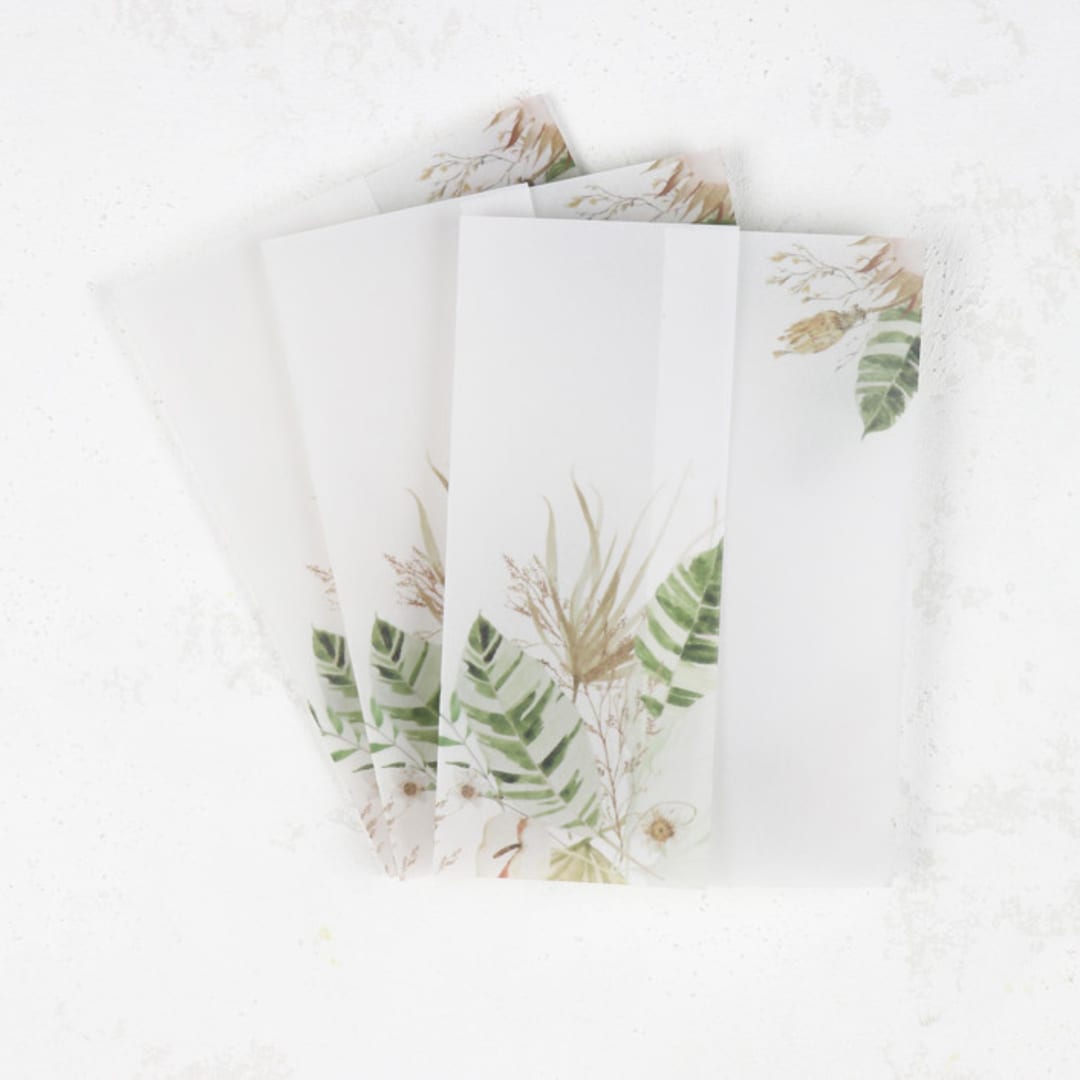 Tropical Palm Leaf Vellum Jackets | Size 5x7 | Set of 25