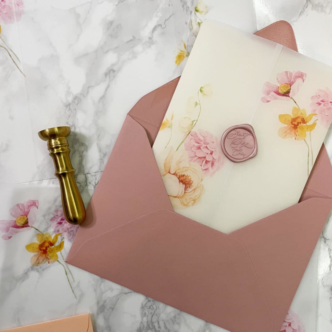 "Simple Poppy Floral Vellum Jacket (10 pack)" - Invitation Jackets and Overlays in clear by Carley Zuercher