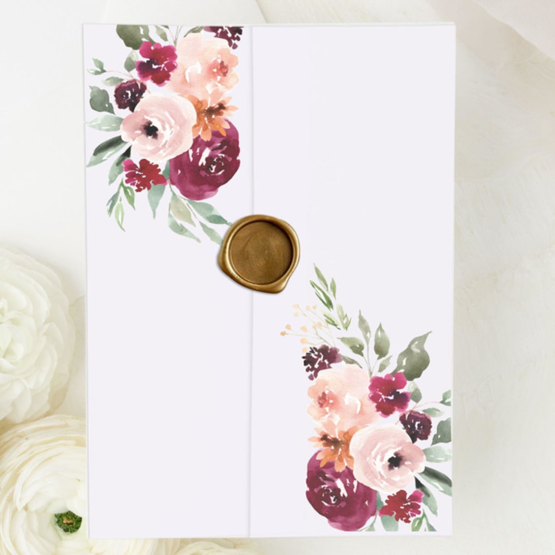"Burgundy Floral Vellum | Set of 10 Vellum Jackets" - Invitation Jackets and Overlays in multicolorassorted-colors by Nikki Turner