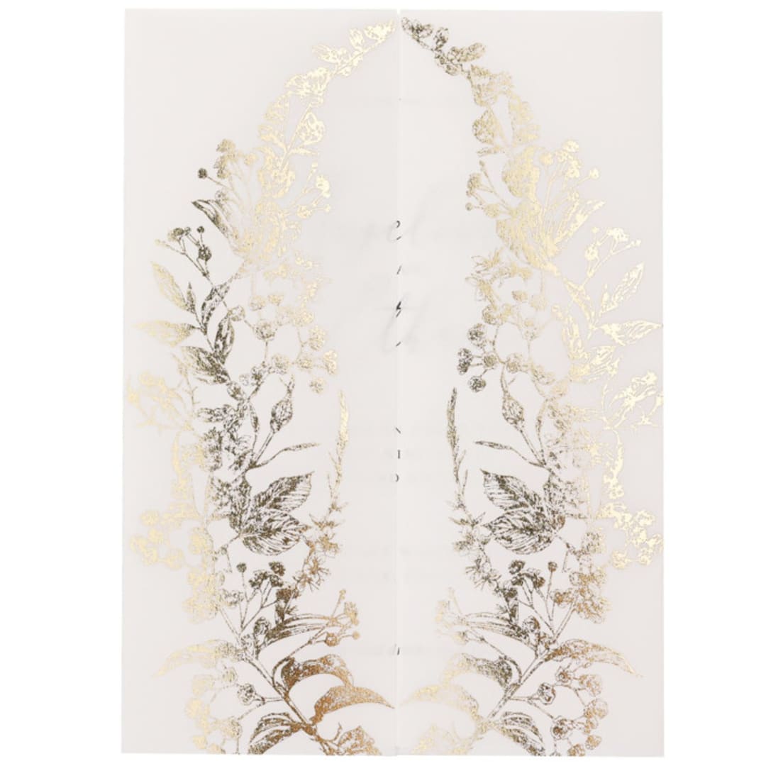 "Real Gold Foil Pressed On Vellum Wrap for 5x7 Card, Set of 10" - Invitation Jackets and Overlays in gold by Self Stationery