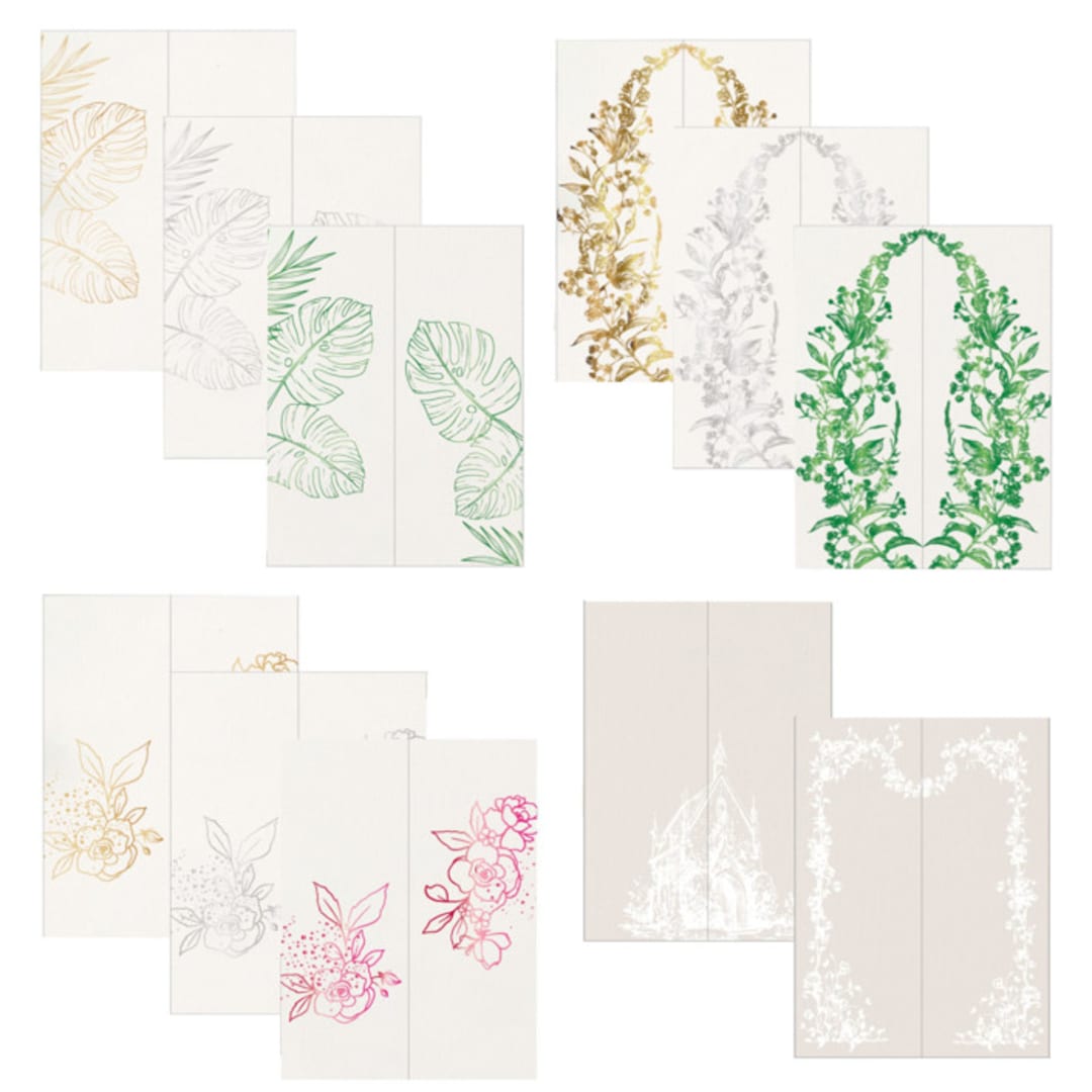 "Samples of Vellum Jackets for 5 x 7 Invitation with Envelopes, Real Foil | Set of 3" - Invitation Jackets and Overlays in white by Self Stationery